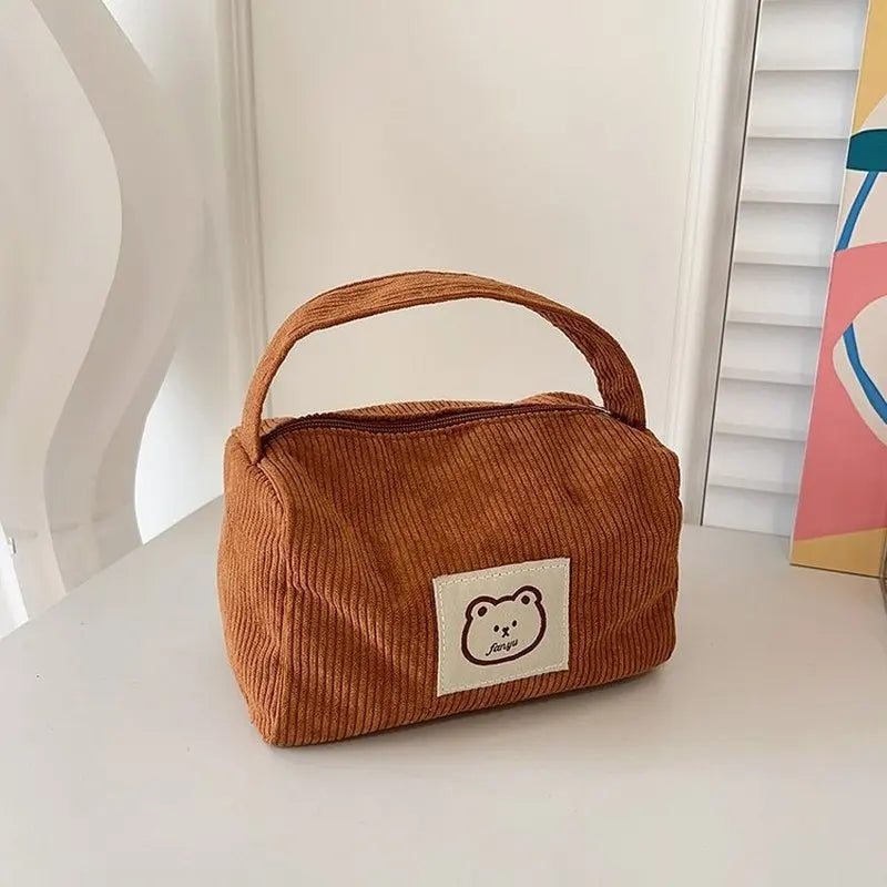 Handbag with Bear Patch and Soft Finish Compact