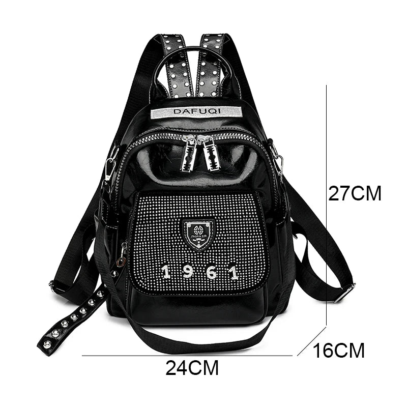 Backpack With Rivet Detailing And 1961 Motif Charm - WO2MEN