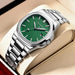 Men Wristwatch with Luminous Dial and Calendar - Silver Green