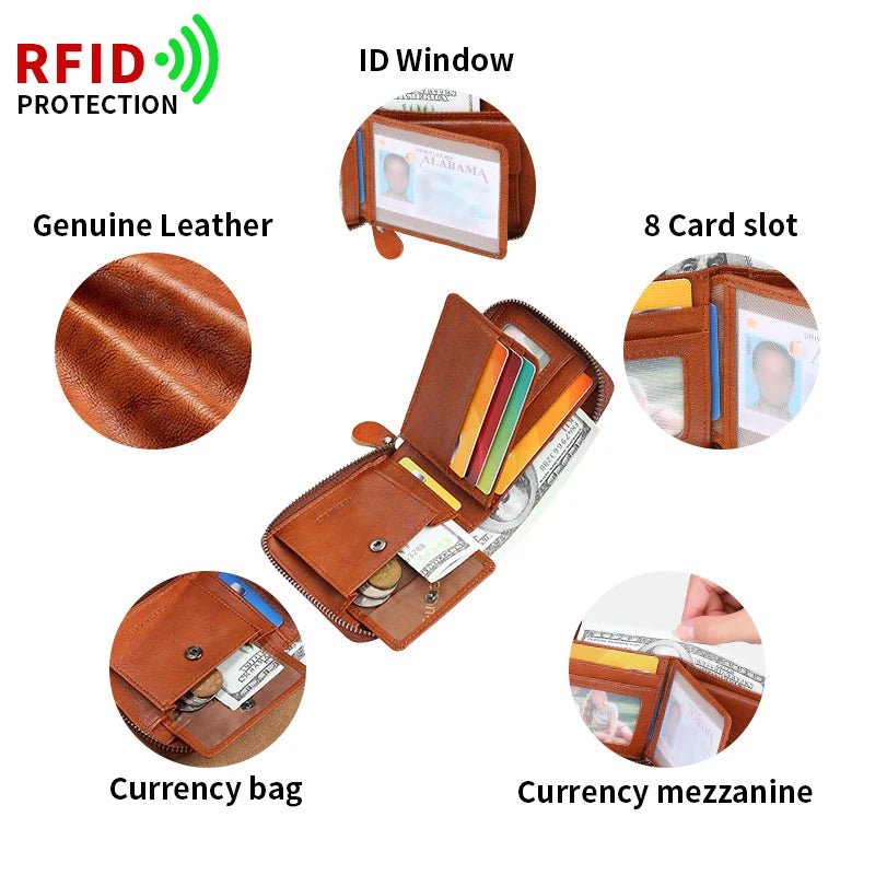 Premium Zipper Wallet with Card Slots and ID Window - WO2MEN