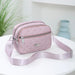 Crossbody Bag Quilted with Two Zip Compartments - Pink