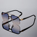 Sunglasses Oversized Semi Rimless Frame Signature Lux - Golden Blue Yellow