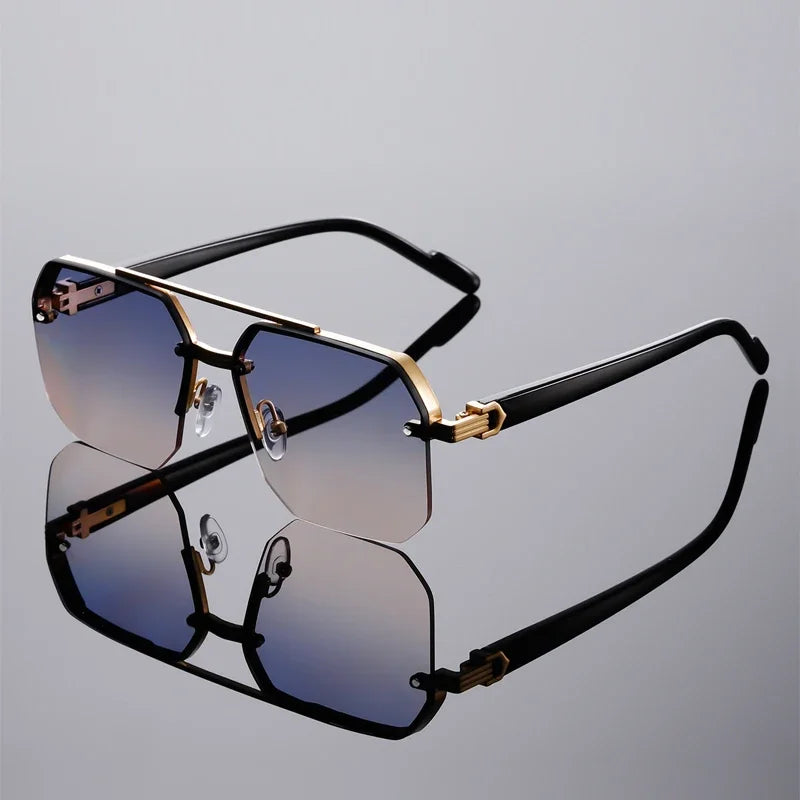 Sunglasses Oversized Semi Rimless Frame Signature Lux - WO2MEN