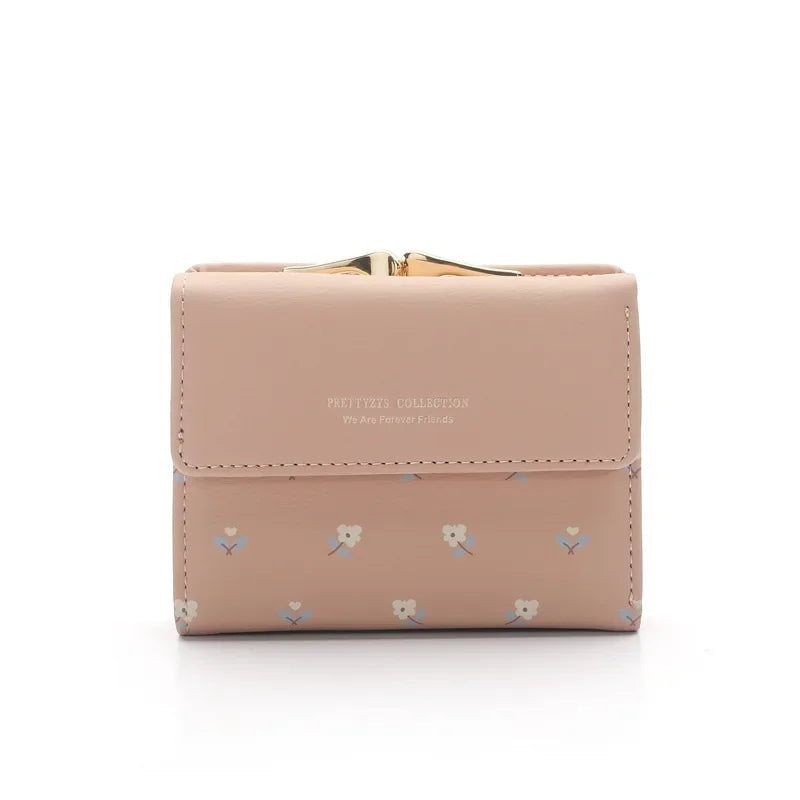 Wallet Three Fold Floral Clip Coin Purse Korean Style - WO2MEN