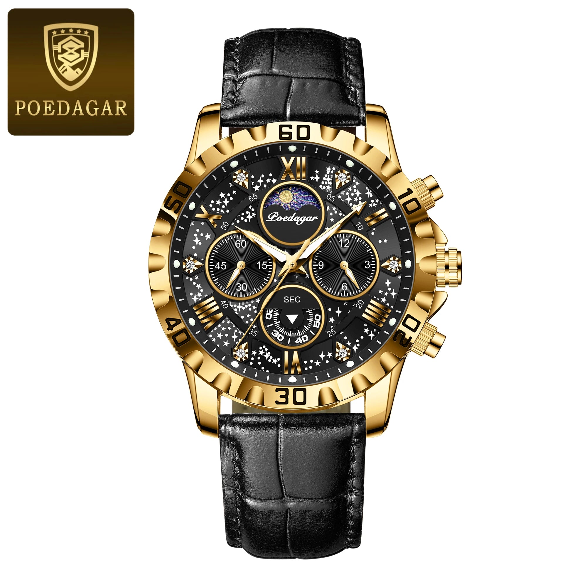 Cosmic Chronograph Timepiece With Night Sky Dial Design