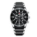 Big Dial Chronograph Watch Stainless Steel Case - Black Silver