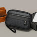 Men Shoulder Bag PU Leather Zipper Closure - Black