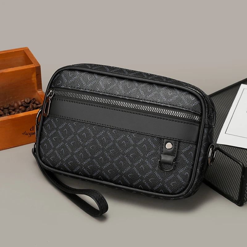 Men Shoulder Bag PU Leather Zipper Closure