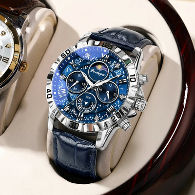 Watch Cosmos Chronograph Leather Strap Luminous Dial - WO2MEN