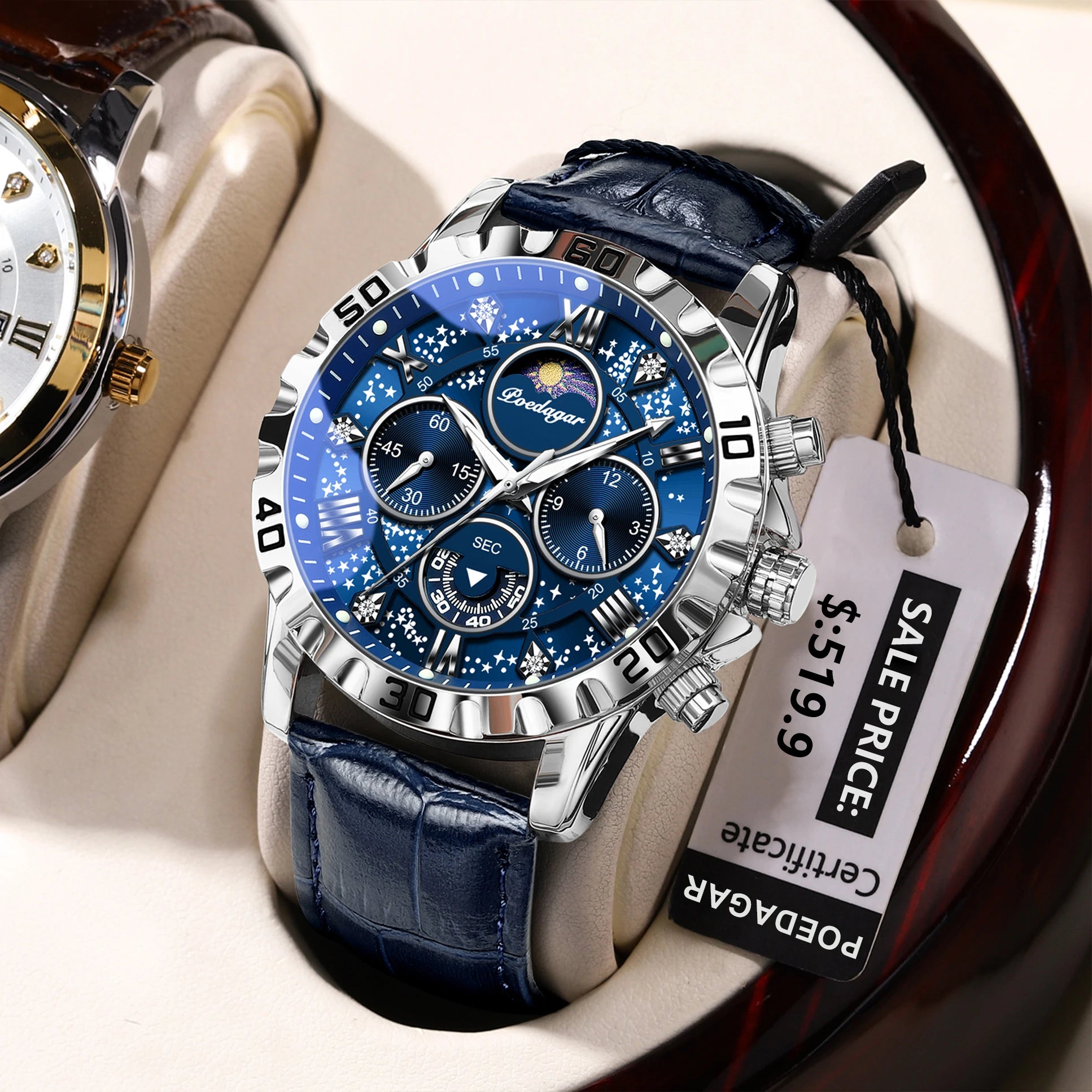 Cosmic Chronograph Timepiece With Night Sky Dial Design