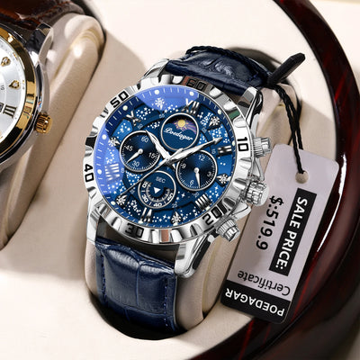 Cosmic Chronograph Timepiece With Night Sky Dial Design