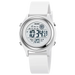 Digital Womens Wristwatch Stopwatch Back Light - White Silver
