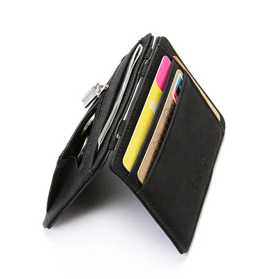 Crafted Wallet Card Holder With Zipper Coin Pocket Pro - WO2MEN