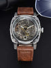 Skeleton Mechanical Watch Openwork Dial Luminous Hands - Coffee Silver