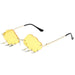 Cloud Rimless Sunglasses With Lightning Pendant - Green V10