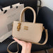 Minimal Square Crossbody Bag with Charm Accent Detail - Light Khaki