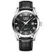 Watch with Leather Strap Roman Numeral Dial Timepiece - Silver Black