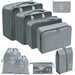 Nine Piece Travel Packing Cube Set for Luggage Storage - Grey