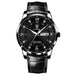 Luminous Wristwatch with Day and Date Crystal Markers - Black Black