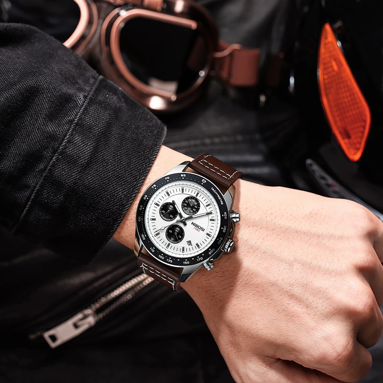 Stainless Steel Chronograph Watch Tachymeter Bezel