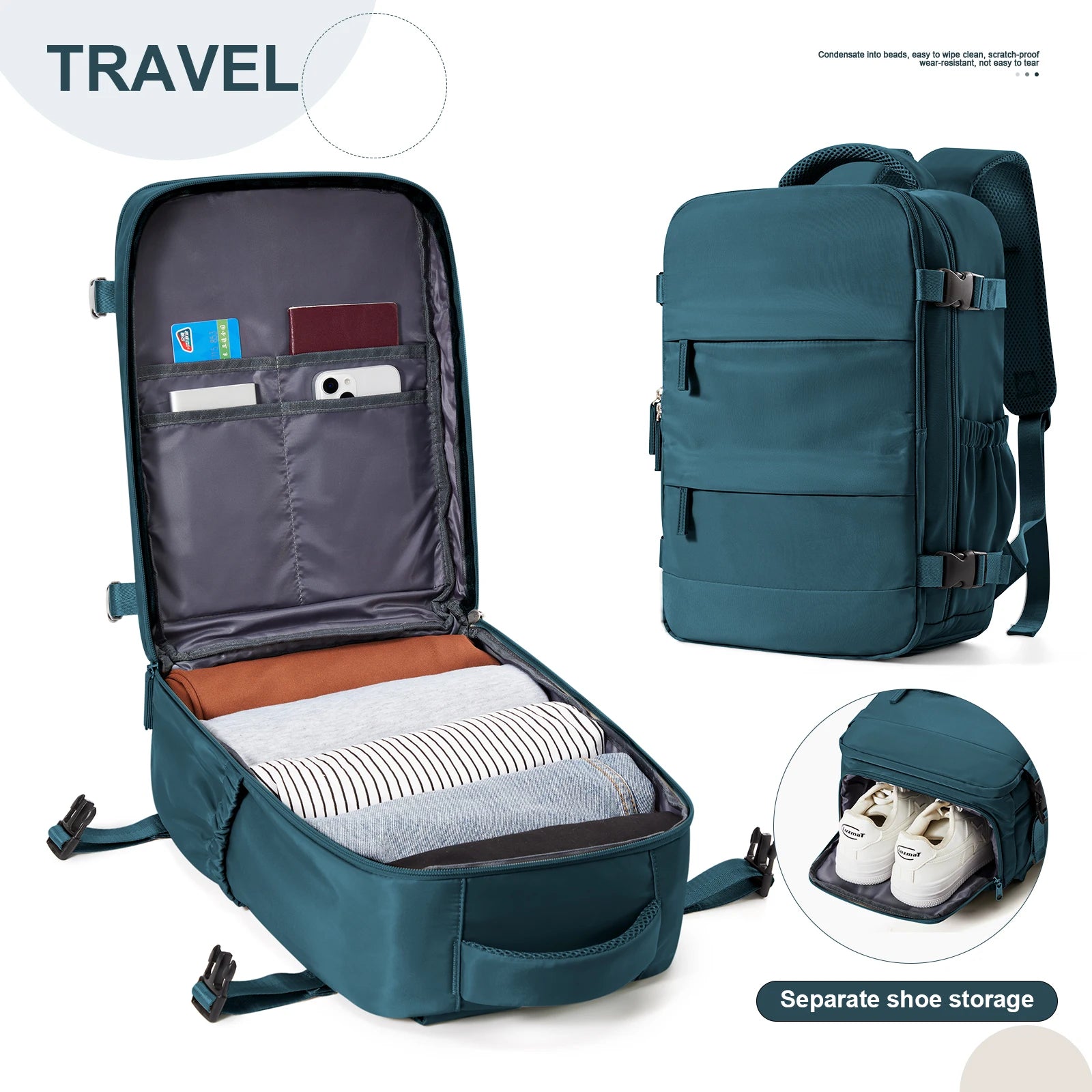 Cabin Size Travel Backpack With Shoe Compartment Deluxe