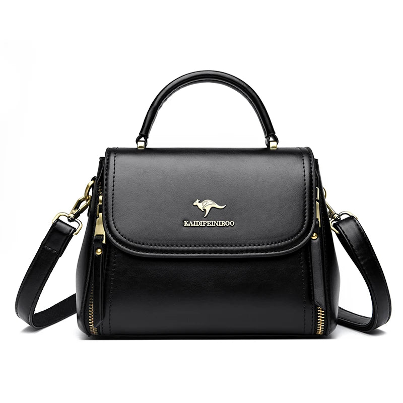 Top Handle Satchel Bag with Shoulder Strap Classic - Black