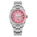 Classic Round Watch Textured Dial Luminous Hands - Pink Lce Crack