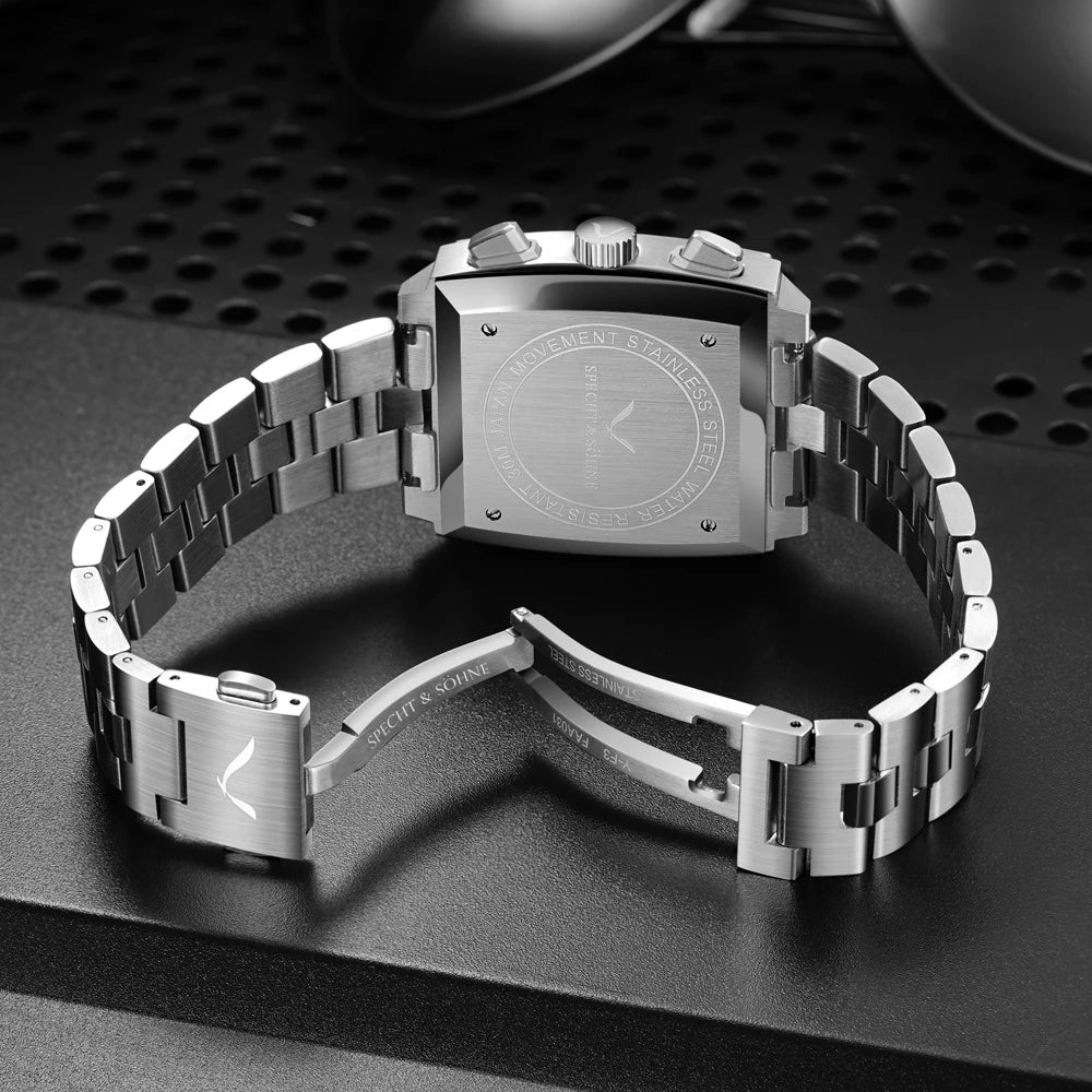 Chronograph Square Wristwatch with Strap Movement