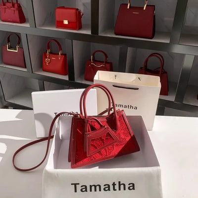 Handbag with Floral Embroidery Textured Structured Tote - WO2MEN