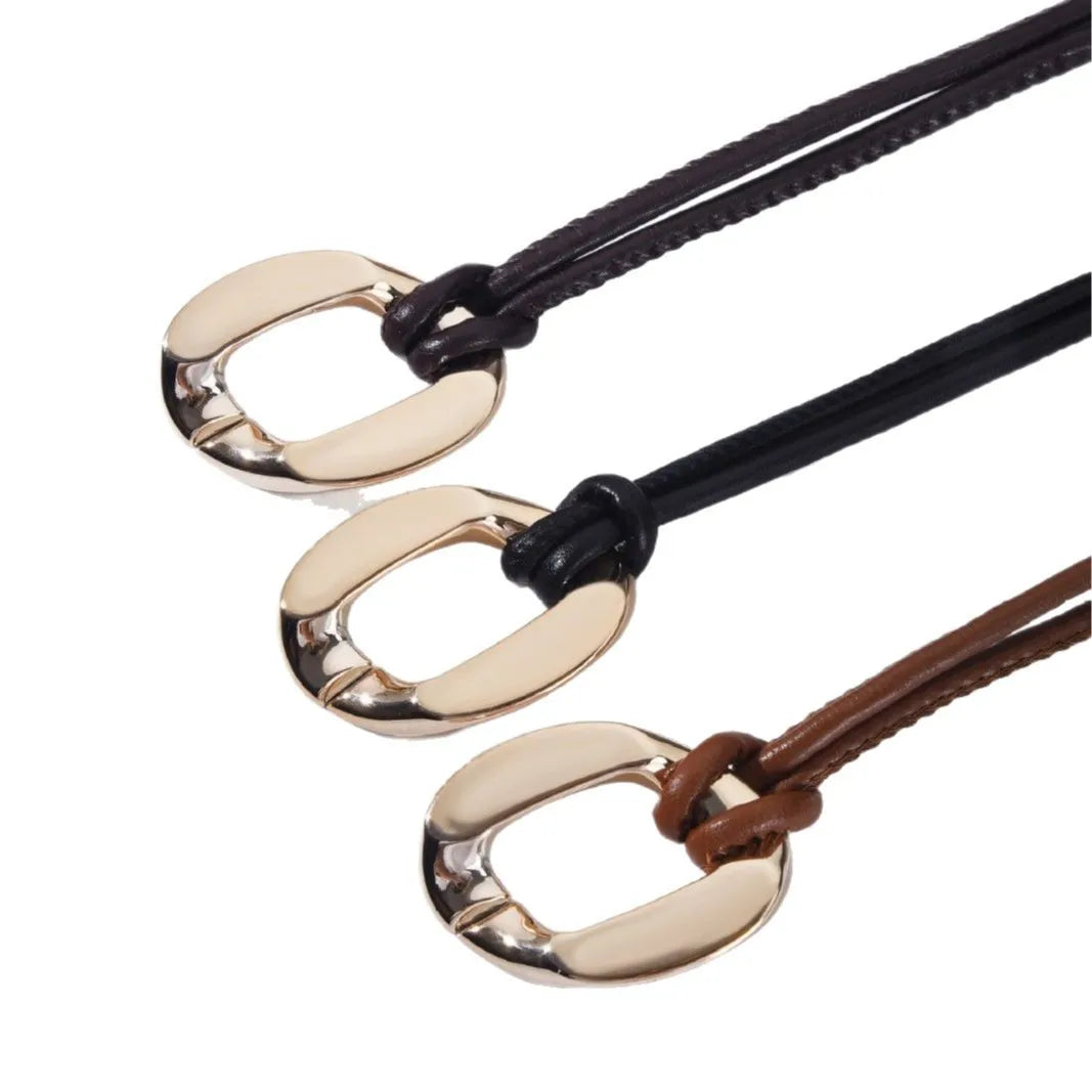 Slim Waist Rope Belt with Decorative Metal Ring
