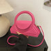 Handbag With Circular Ring Handle Geometric Satchel - Rose Red