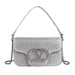 Parisian Bejeweled Crossbody Bag with Emblem Clasp - Silver
