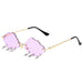 Cloud Rimless Sunglasses With Lightning Pendant - Light Purple