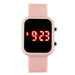 Digital LED Square Watch with Adjustable Strap - Pink