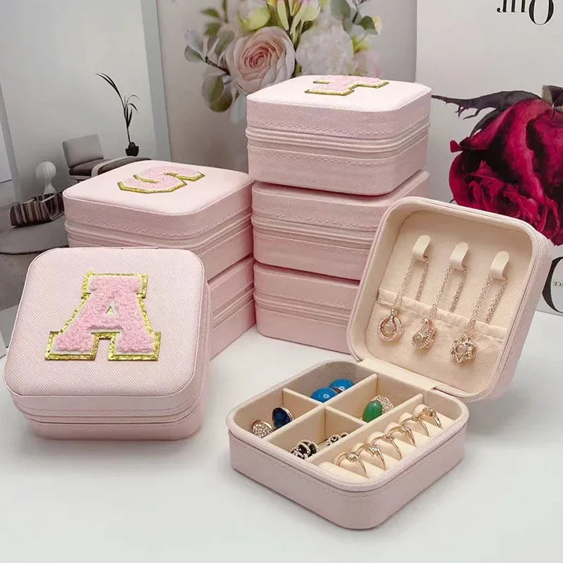 Initial Letter Jewelry Storage Box Travel Organizer