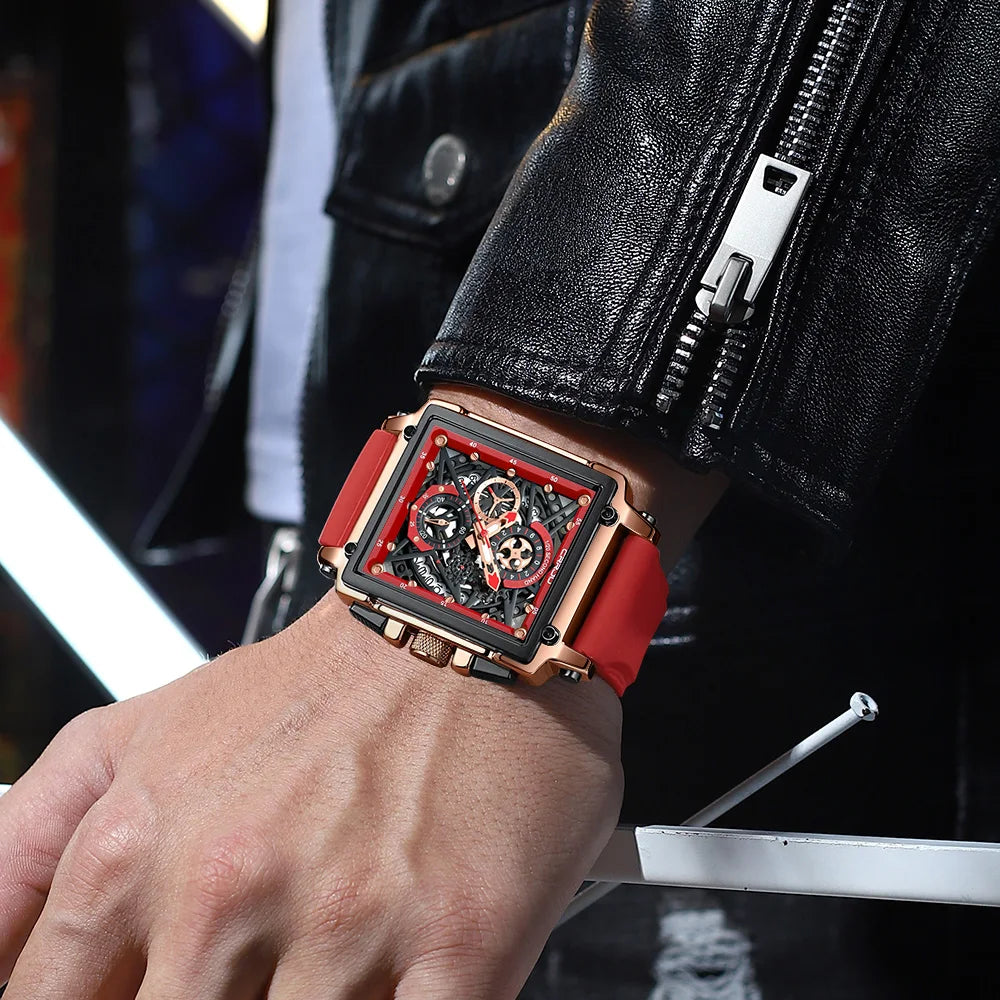 Skeleton Square Chronograph Timepiece With Subdials