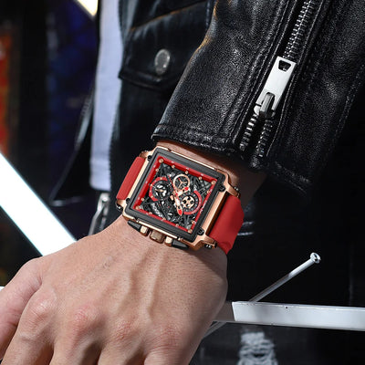 Skeleton Square Chronograph Timepiece With Subdials