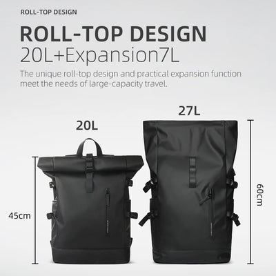 Expandable Travel Backpack with Roll Top Design Elite - WO2MEN