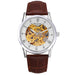 Skeleton Automatic Watch for Men Openwork Movement - Brown Silver