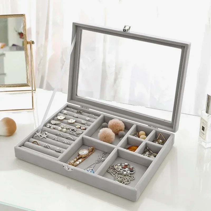 Refined Jewelry Display Organizer Box with Clear Lid - WO2MEN