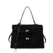 Satchel Bag Large Capacity with top handle and shoulder strap - Black Small