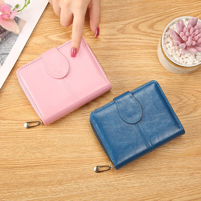 Short Wallet with Zipper and Card Holder Compact