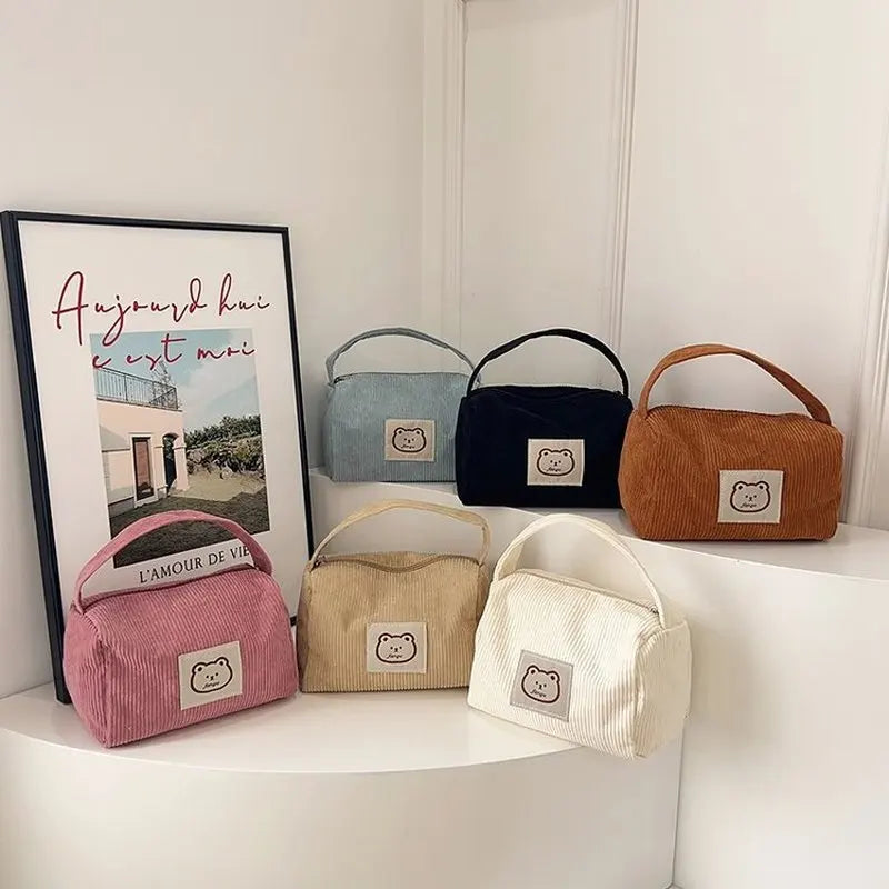 Handbag with Bear Patch and Soft Finish Compact