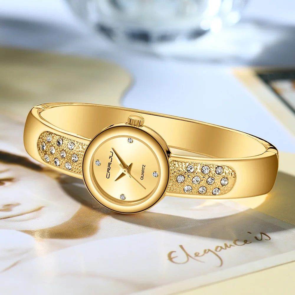 Elegance Quartz Watch With Diamond Dial And Bracelet