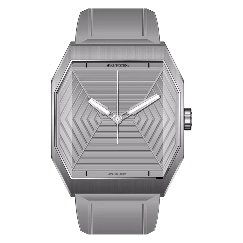 Octagonal Stainless Steel Wristwatch with Sapphire Dial - Grey