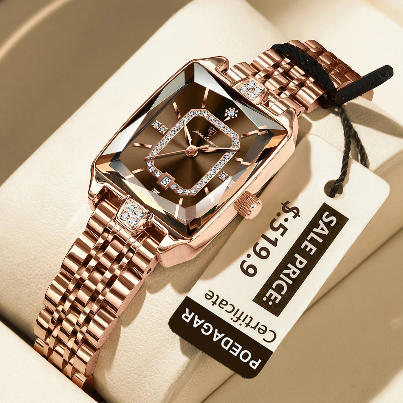 Wristwatch Rectangle Case Crystal Embellishments