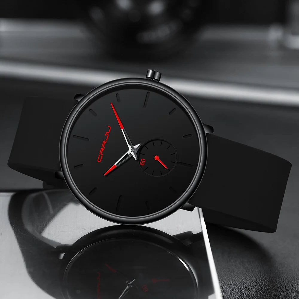 Elegant Round Quartz Watch With Sub Second Dial Aura