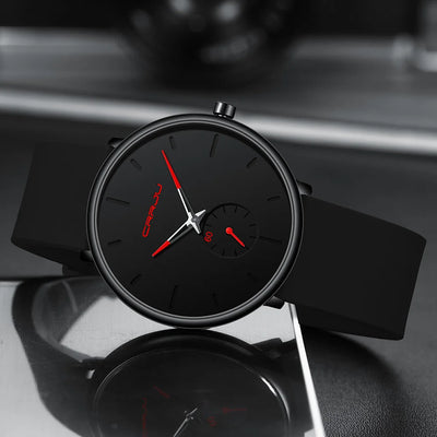 Elegant Round Quartz Watch With Sub Second Dial Aura