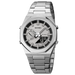 Stainless Steel Quartz Wristwatch for Men Digital - Silver Black V2