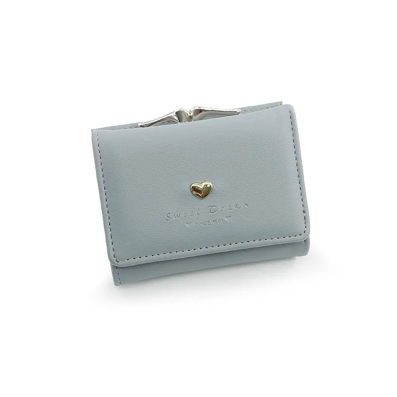 Petite Heart Clasp Wallet for Cards and Coins Elegance